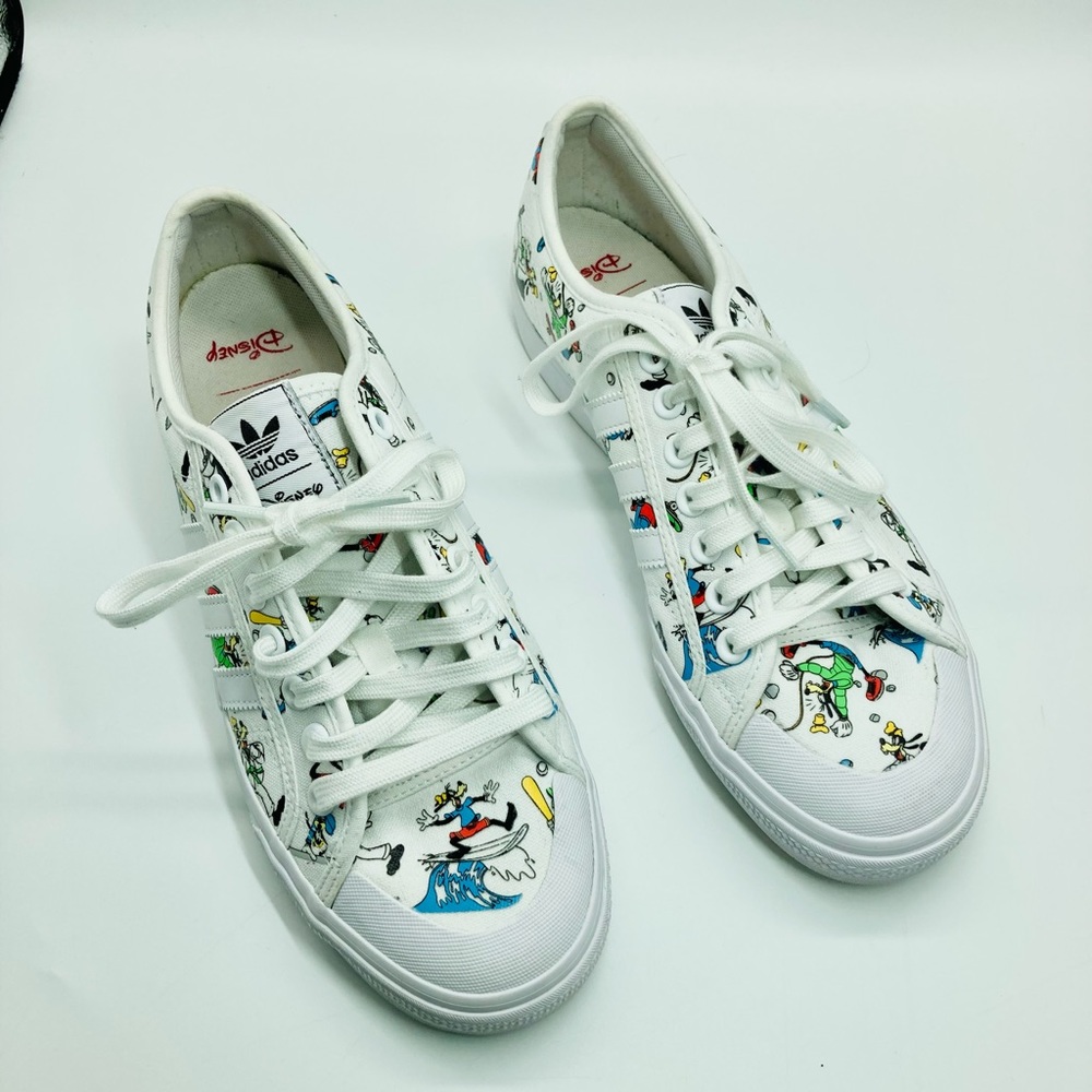 Adidas Originals Nizza x Disney Sport Goofy White Sneakers - Picture 1 of 16